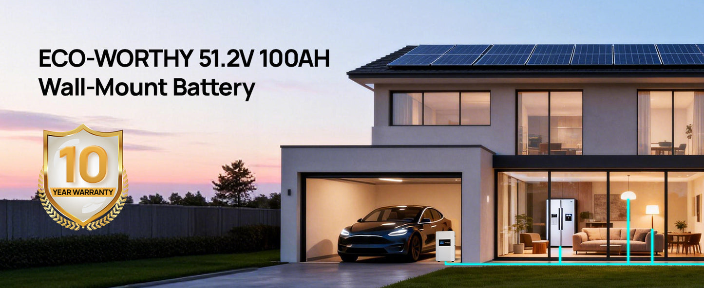 ECO-WORTHY 48V 100Ah Wall-Mount Indoor LiFePO4 Lithium Battery with Conduit Box For Off-Grid Systems, Home Backup Power