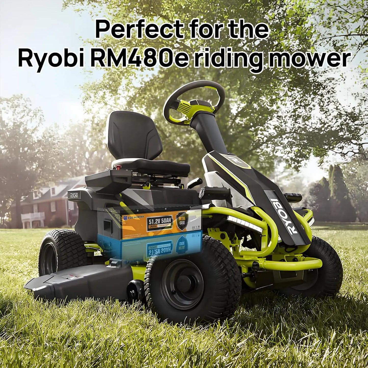 ECO-WORTHY 48V 50Ah Metal Case Lithium Battery,Built-in 50A BMS, Current for Strong Acceleration, Lightweight fo rGolf Cart