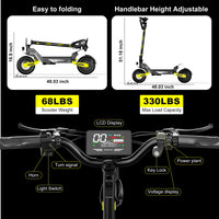 1200W Off Road Electric Scooter for Adults 48V Long Range E-Scooter 30MPH Fast Speed 11" Tubeless Tire Foldable Kick Scooter