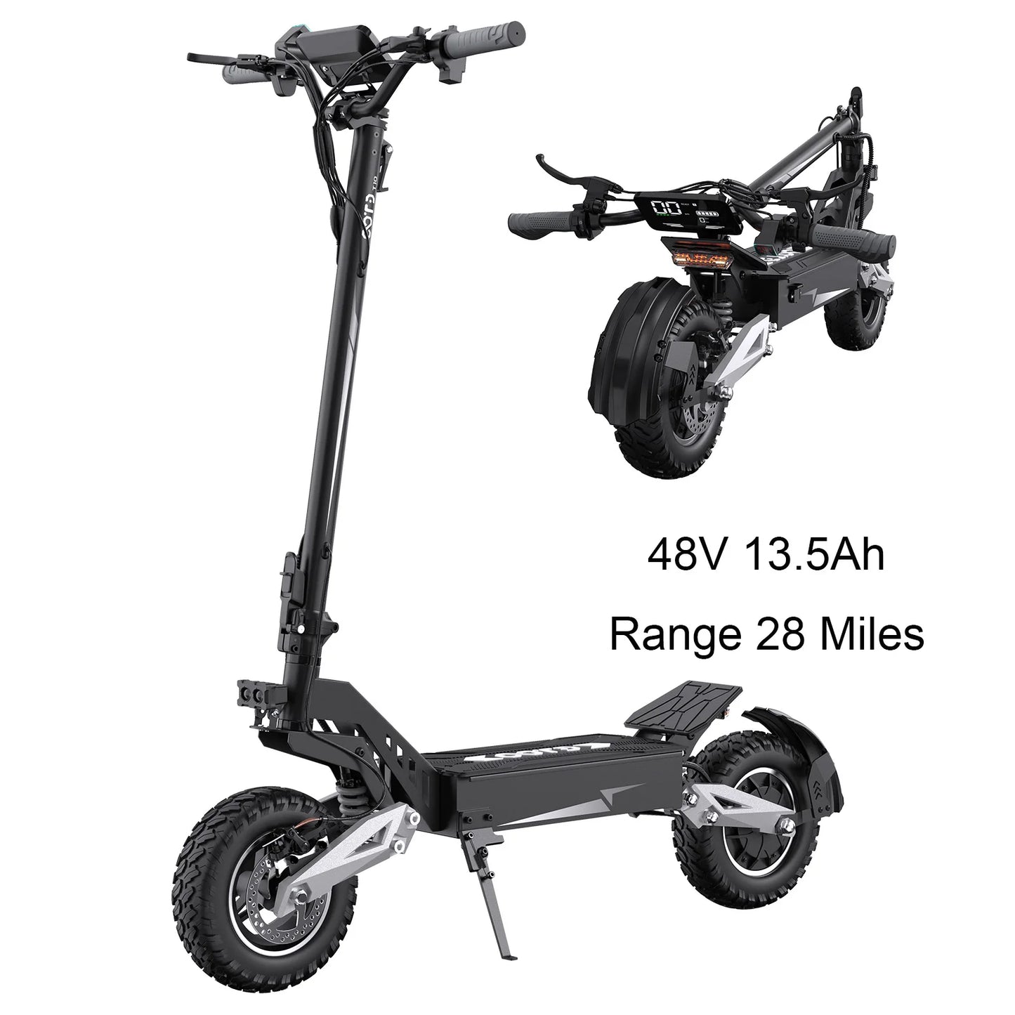 OOTD T10 900W Electric Scooter 48V 13.5AH/18AH Battery Range 28-37Miles 11" Off-Road Tires Foldable Lightweight Mobility Scooter