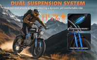 Kickwey K7 Adult Electric Bicycle 1500w 48V23ah Ebike 46km/h Mountain Electric Bike 20" Fat Tire Dirtbike Motorcycle E Bike