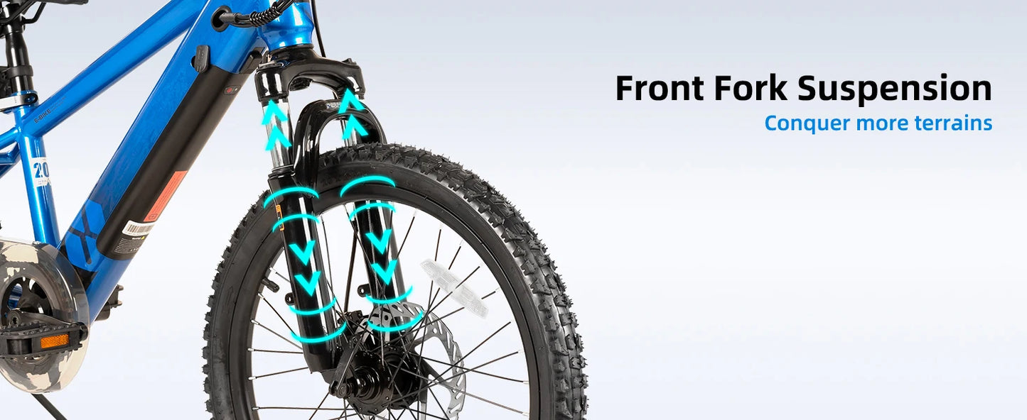 JOYSTAR Electric Bike for Kids Teens Ages 7+ with 250W Motor, 15 Miles 15MPH Electric Mountain Bicycle Safe Mini Ebikes