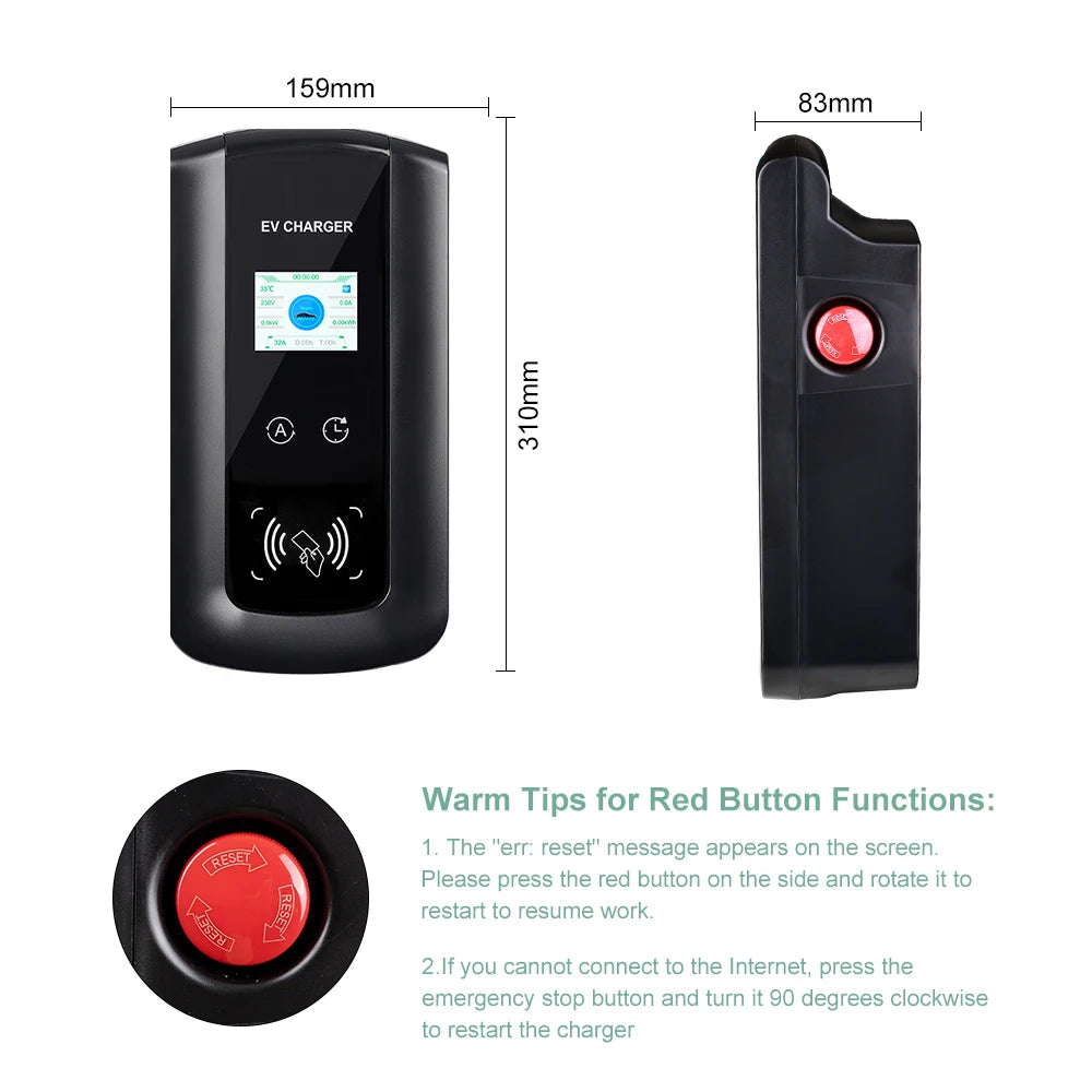IPENGEN EV Charging Station 11KW Electric Vehicle Car Charger EVSE Wallbox Wallmount 16A Type2 Cable IEC62196 APP Control
