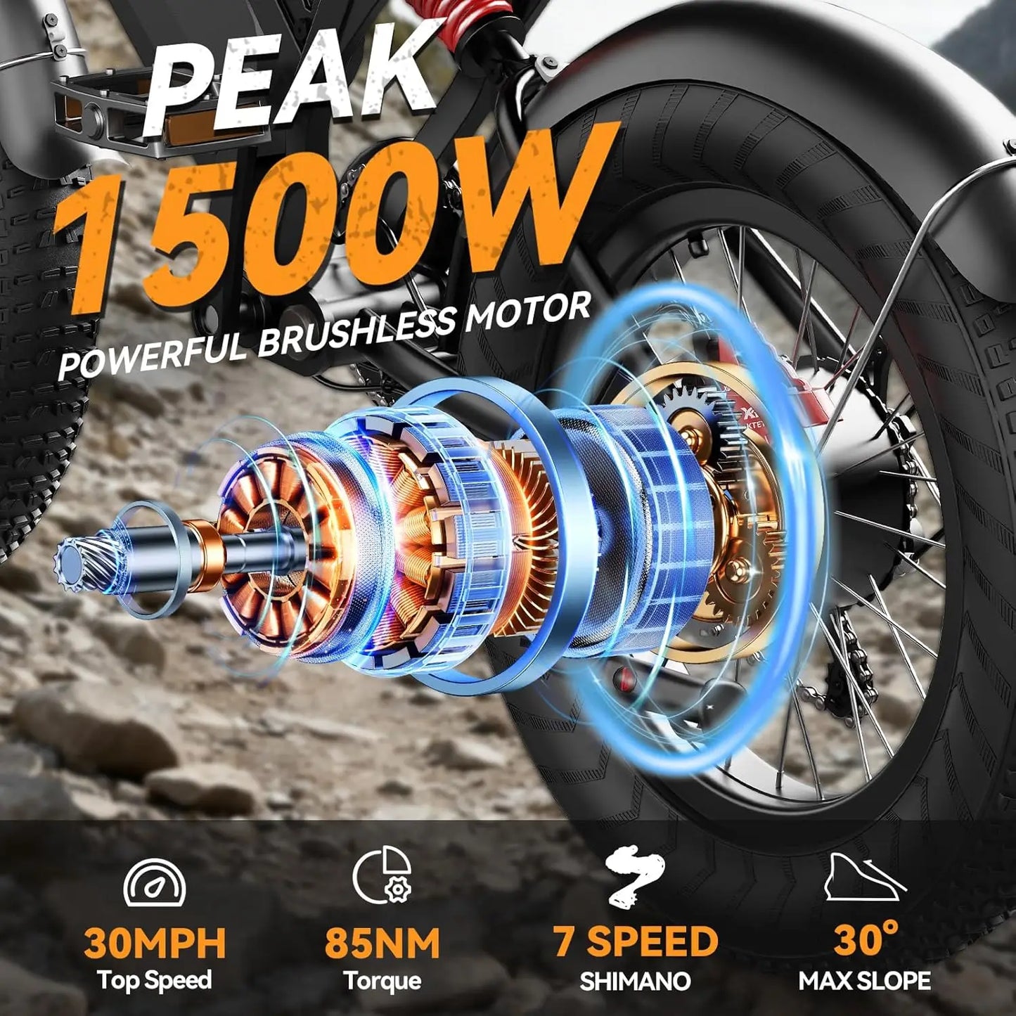 Electric for Adults, 30/38MPH 1500/2000W Peak Motor, 15/20/18/23Ah Long Range Teens Electric EBike with Dual, Customized