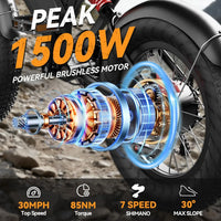 Electric for Adults, 30/38MPH 1500/2000W Peak Motor, 15/20/18/23Ah Long Range Teens Electric EBike with Dual, Customized