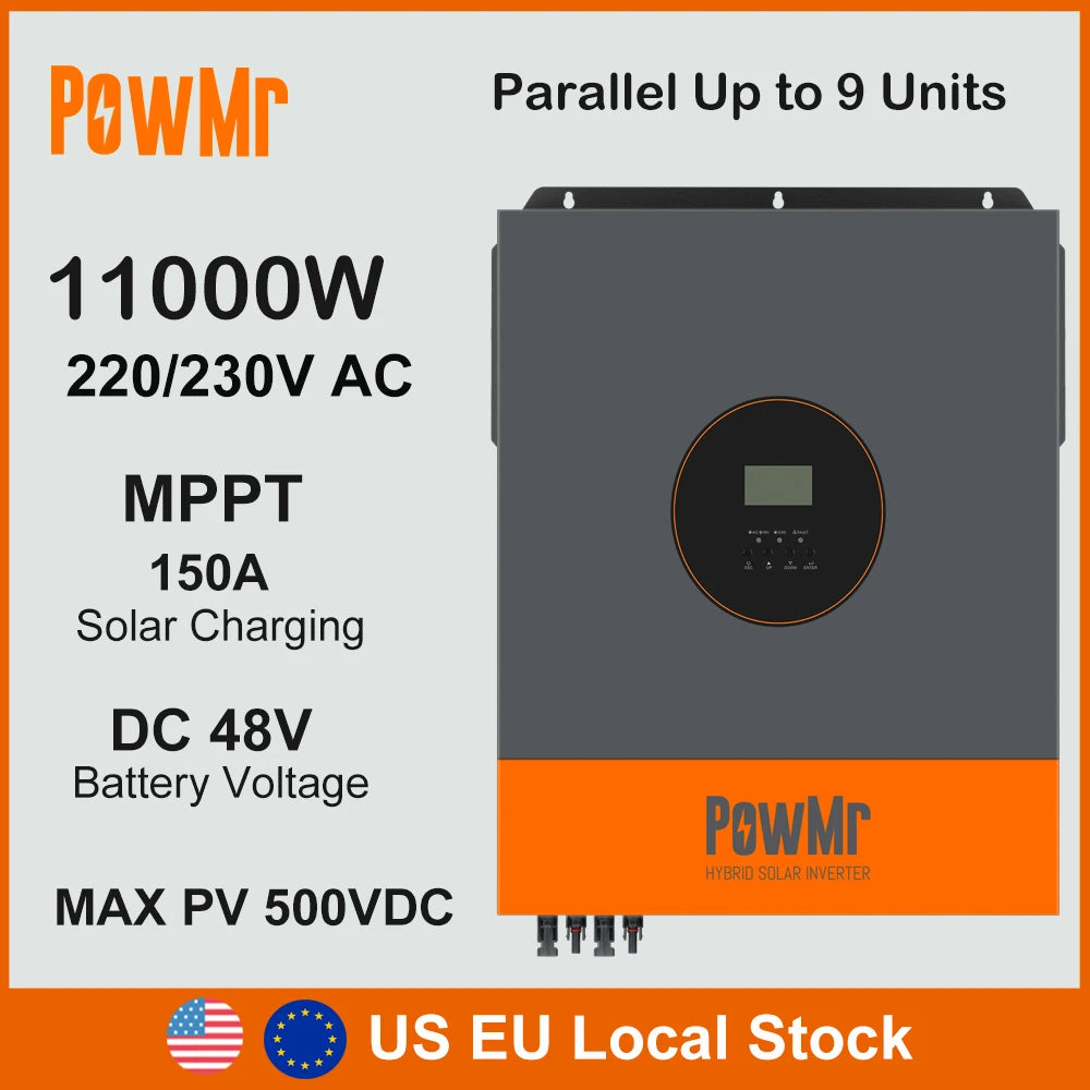 US Stock 6.2KW 11KW Hybrid Solar Inversor 48VDC to 230VAC Wtih 120A 150A MPPT Solar Charge Parallel Inverter Fit Lithium Battery