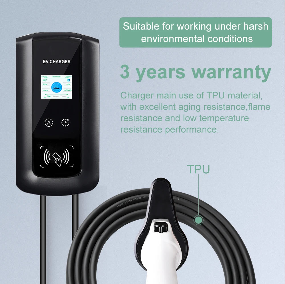 IPENGEN EV Charging Station 11KW Electric Vehicle Car Charger EVSE Wallbox Wallmount 16A Type2 Cable IEC62196 APP Control