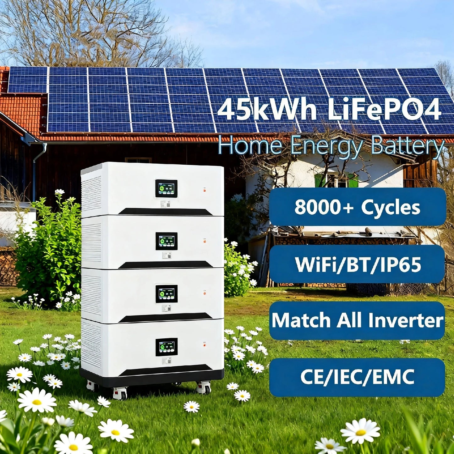 Off Grid Solar Energy System Full Set 10Kw 20Kw Home Solar Power System With 300Ah LiFePO4 Battery and Inverter