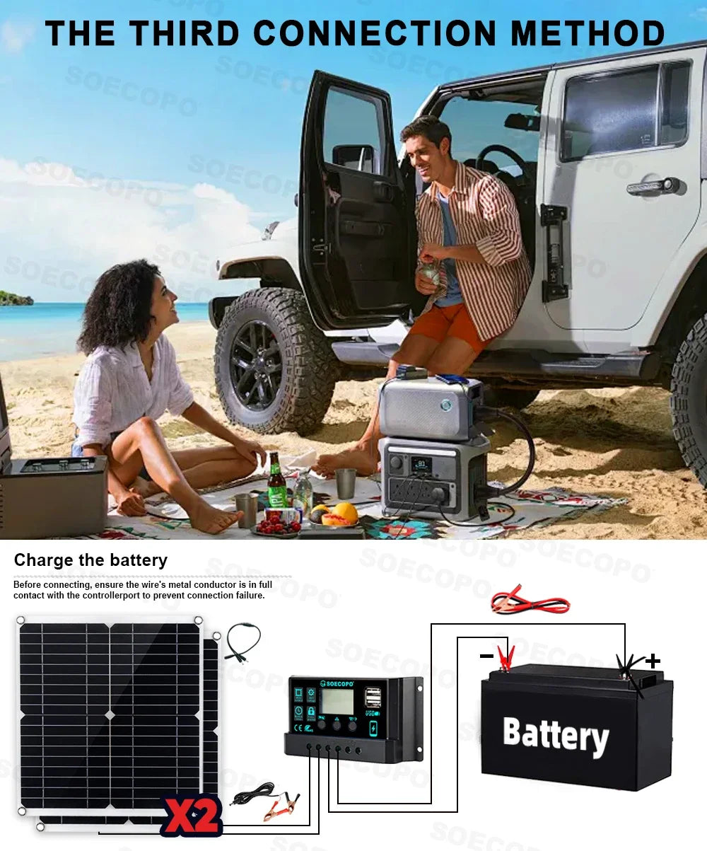 7000W Portable Solar Power Kit 600W High-Efficiency Panel + 100A Controller + 12V to 110V/220V Inverter Ideal for RV Camping