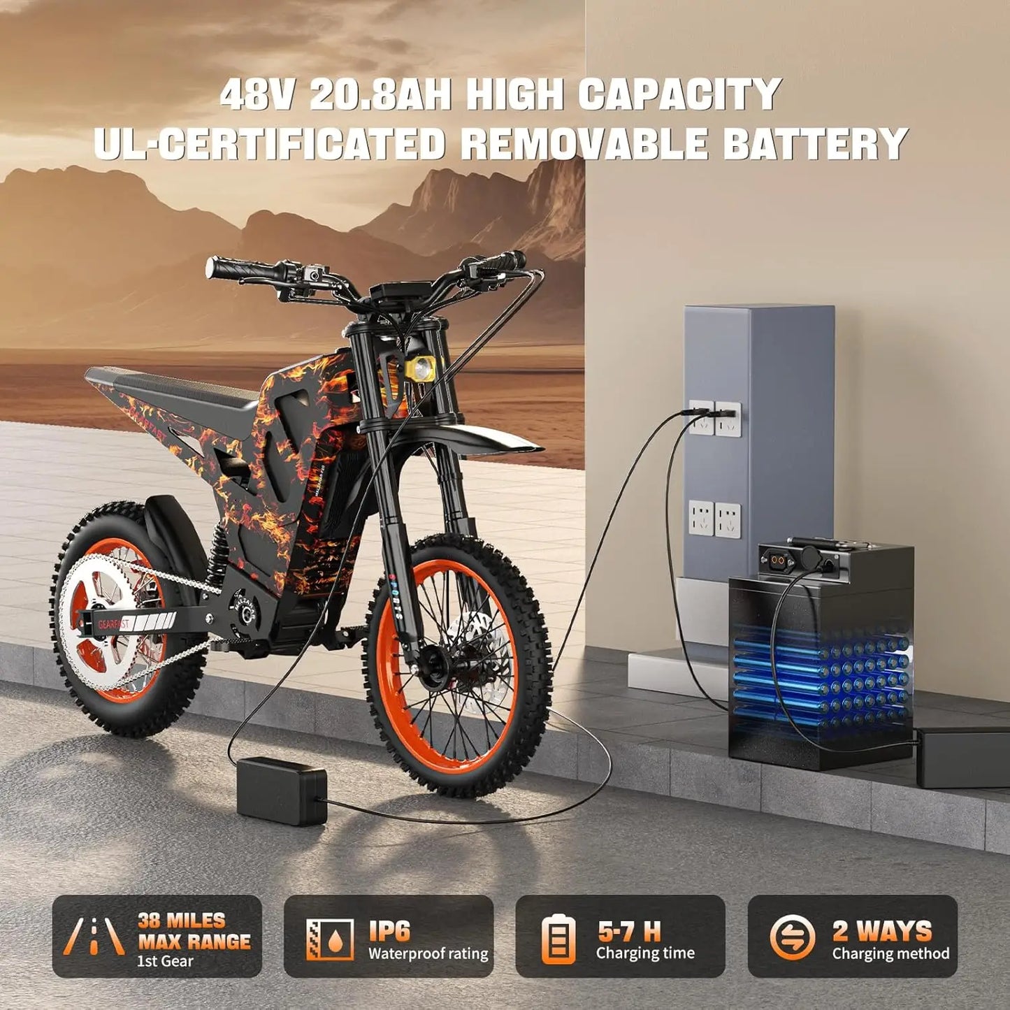Electric Dirt Bike for Teens Adults Age 13+, 3000W Peak Ebike, 36 Mph Speed, Equipped with 48V 20.8AH, Customized