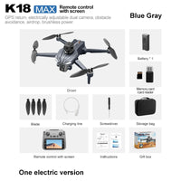 K18MAX GPS Drone 8K HD Camera 4.5 Inch Screen Remote FPV Smart Obstacle Avoidance Auto Return Foldable Quadcopter Birthday Gift
