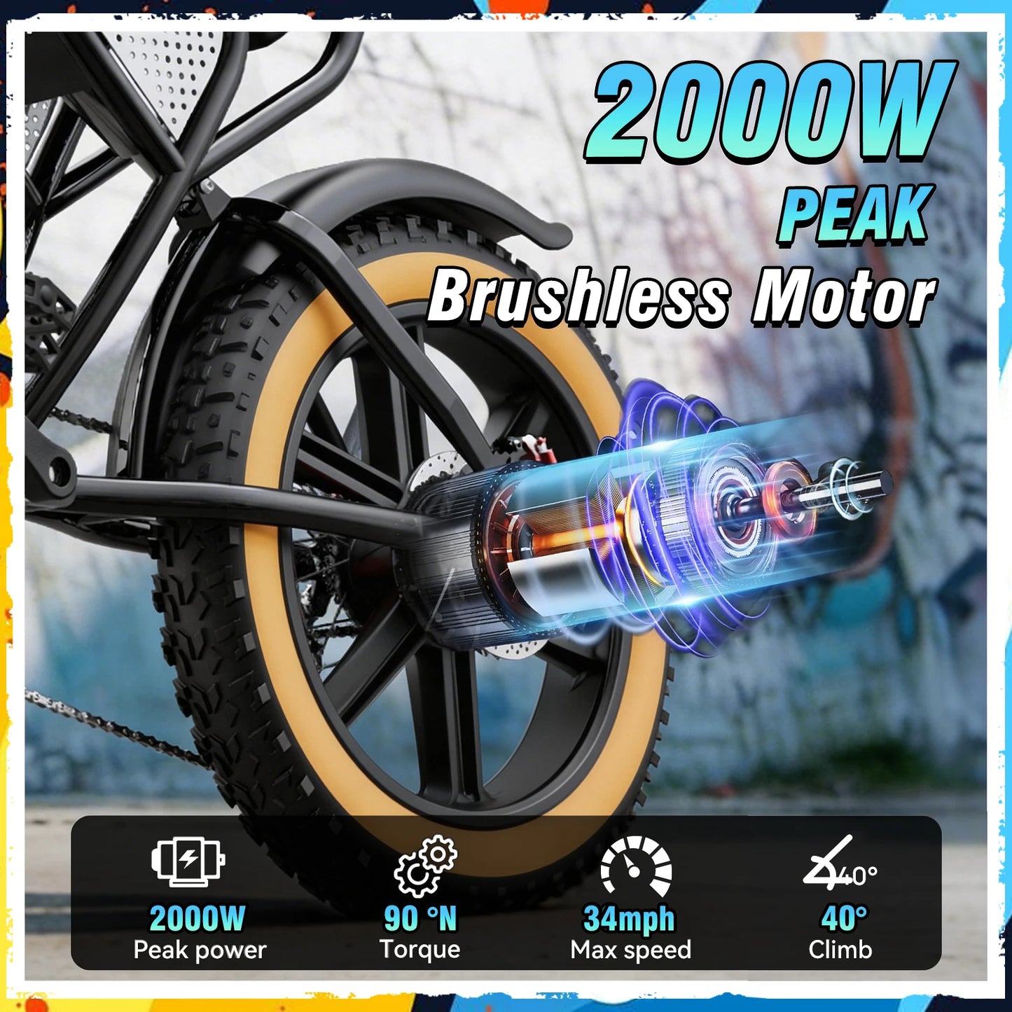 RIDSTAR Luxe30-25 Electric Bike for Adults Motor 2000W Max 34MPH Battery 48V 25Ah 20" Electric Dirt Bike Hydraulic 7-Speed