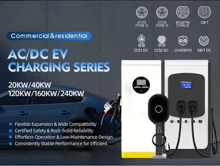 Commercial New Energy Vehicle Charging Pile CCS Electric Car Charger Floor Mounted EV Solar DC Fast Charging Station