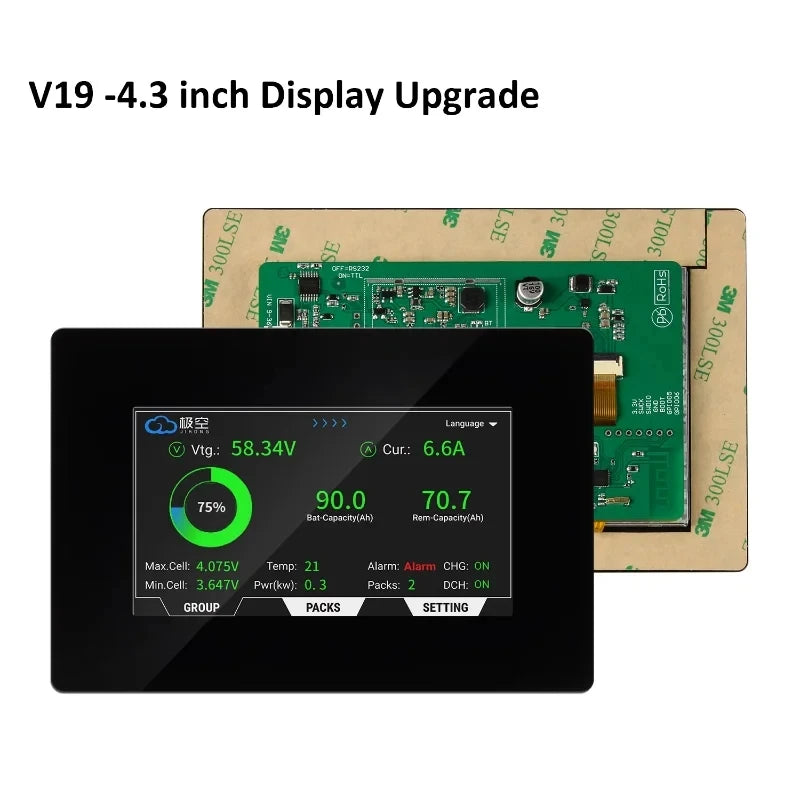 JK Inverter BMS V19 4.3 LCD  XR11-48V280AH 16S 51.2V LiFePO4 Battery Box DIY Kit For EVE CATL 280 310AH Solar Home Energy Storag