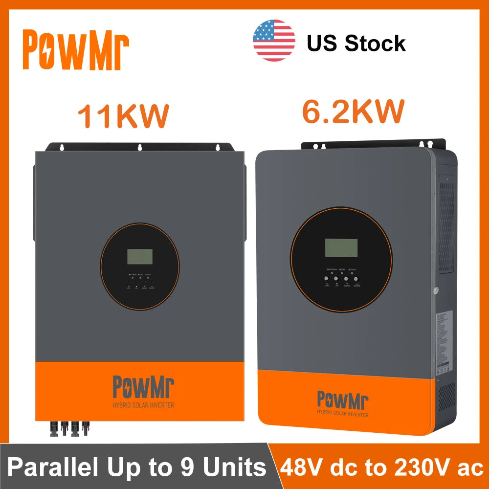 US Stock 6.2KW 11KW Hybrid Solar Inversor 48VDC to 230VAC Wtih 120A 150A MPPT Solar Charge Parallel Inverter Fit Lithium Battery