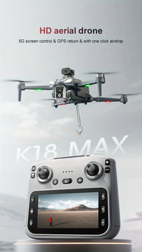 K18MAX GPS Drone 8K HD Camera 4.5 Inch Screen Remote FPV Smart Obstacle Avoidance Auto Return Foldable Quadcopter Birthday Gift