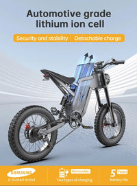 EKXBike X21 Readygo Adult E-bike 2000W Powerful Motor 48V35AH Battery 55km/h Speed 20'x4.0 Tires Ideal for Snow Mountain Terrain