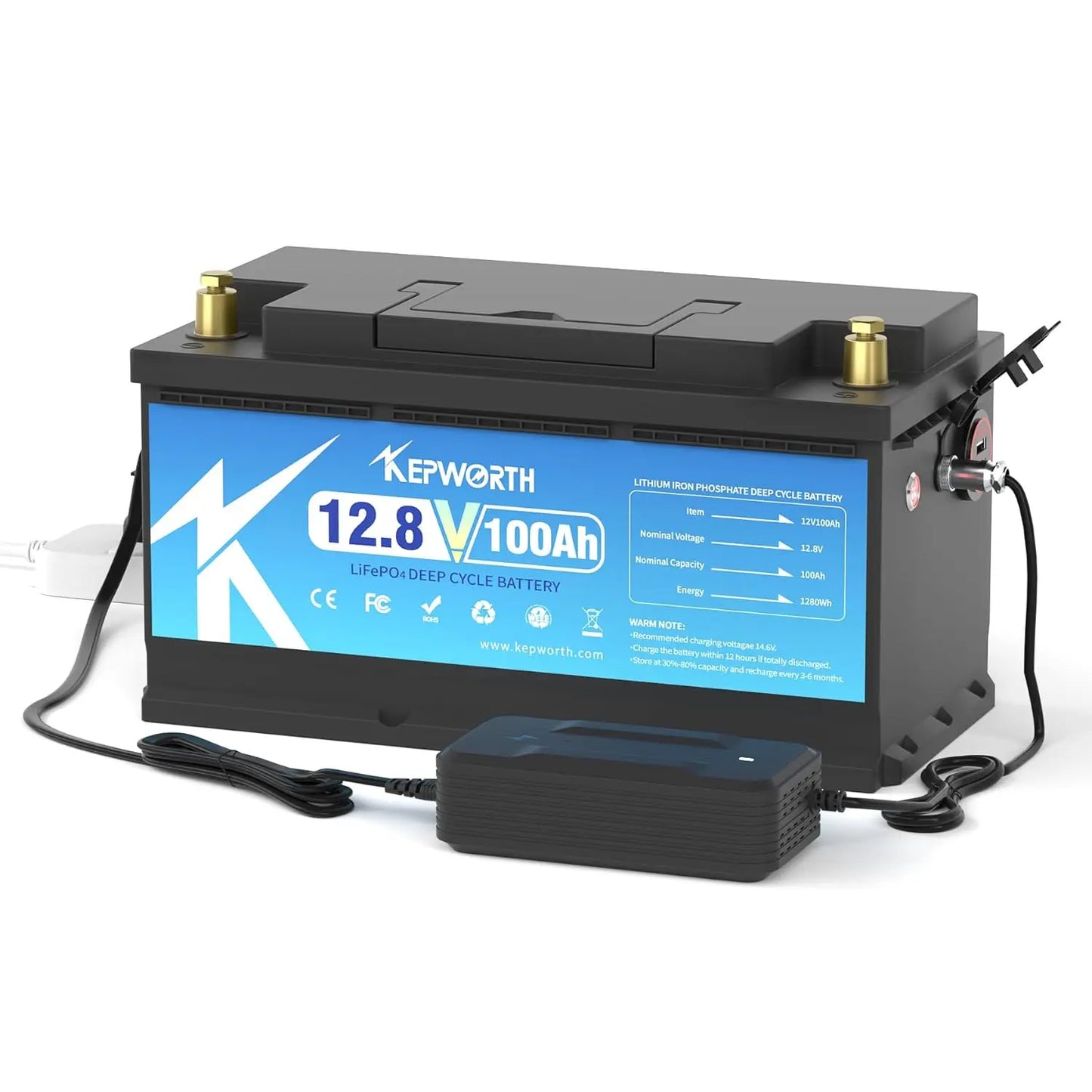 100Ah LiFePO4 Battery 12V Lithium Batteries Group 49, Built-In 100A BMS with Low-Temp Protection,4000+ Deep Cycle,, Customized