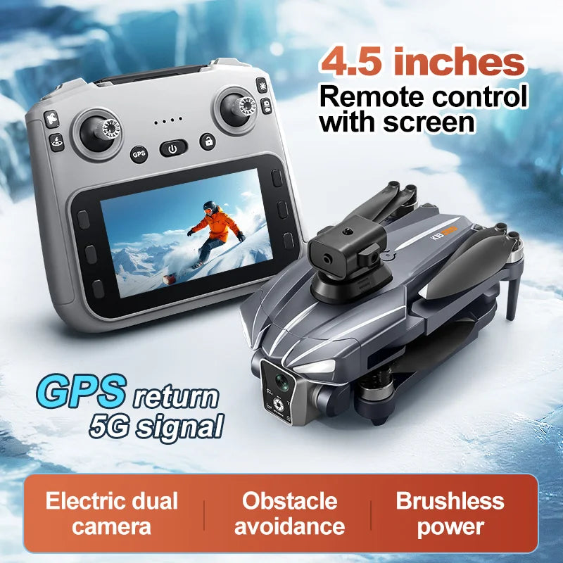 K18MAX GPS Drone 8K HD Camera 4.5 Inch Screen Remote FPV Smart Obstacle Avoidance Auto Return Foldable Quadcopter Birthday Gift