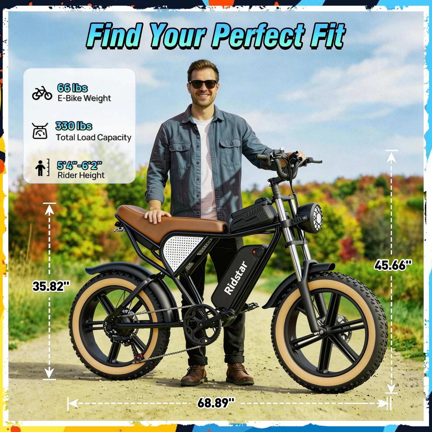 RIDSTAR Luxe30-25 Electric Bike for Adults Motor 2000W Max 34MPH Battery 48V 25Ah 20" Electric Dirt Bike Hydraulic 7-Speed