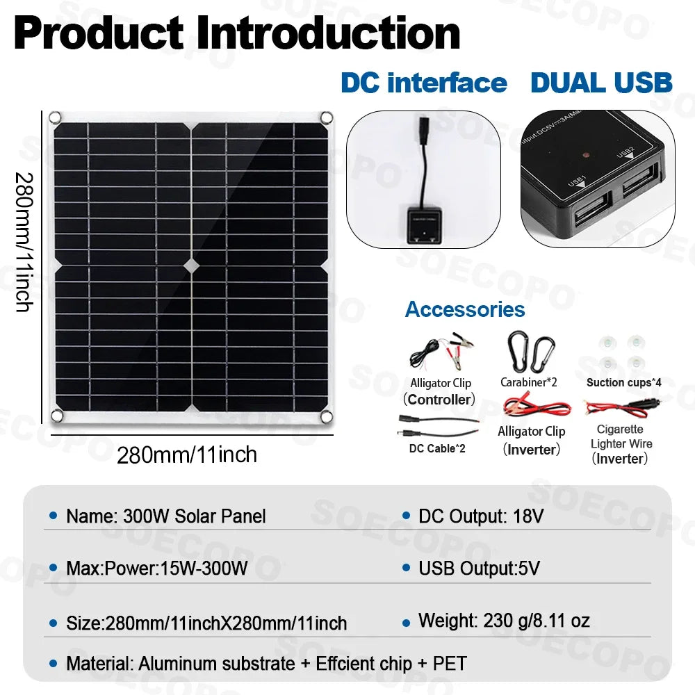 7000W Portable Solar Power Kit 600W High-Efficiency Panel + 100A Controller + 12V to 110V/220V Inverter Ideal for RV Camping
