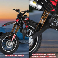 (Maximum load 330lb)Mini 49CC two-stroke gasoline motorcycle, anti-skid tires, front and rear wheel brakes, shock absorbers