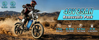 RIDSTAR Luxe30-25 Electric Bike for Adults Motor 2000W Max 34MPH Battery 48V 25Ah 20" Electric Dirt Bike Hydraulic 7-Speed