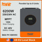 US Stock 6.2KW 11KW Hybrid Solar Inversor 48VDC to 230VAC Wtih 120A 150A MPPT Solar Charge Parallel Inverter Fit Lithium Battery
