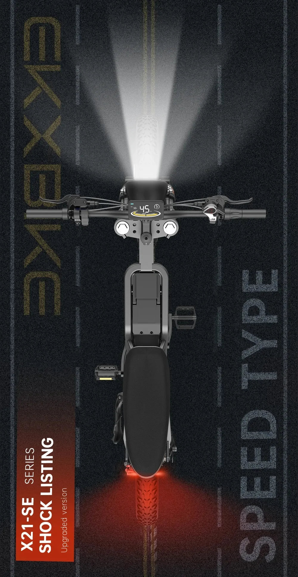 EKXBike X21 Readygo Adult E-bike 2000W Powerful Motor 48V35AH Battery 55km/h Speed 20'x4.0 Tires Ideal for Snow Mountain Terrain