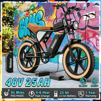 RIDSTAR Luxe30-25 Electric Bike for Adults Motor 2000W Max 34MPH Battery 48V 25Ah 20" Electric Dirt Bike Hydraulic 7-Speed