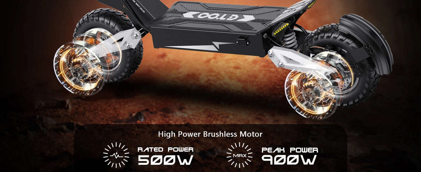 OOTD T10 900W Electric Scooter 48V 13.5AH/18AH Battery Range 28-37Miles 11" Off-Road Tires Foldable Lightweight Mobility Scooter
