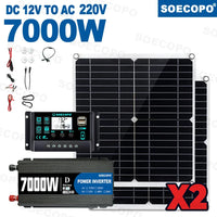 7000W Portable Solar Power Kit 600W High-Efficiency Panel + 100A Controller + 12V to 110V/220V Inverter Ideal for RV Camping