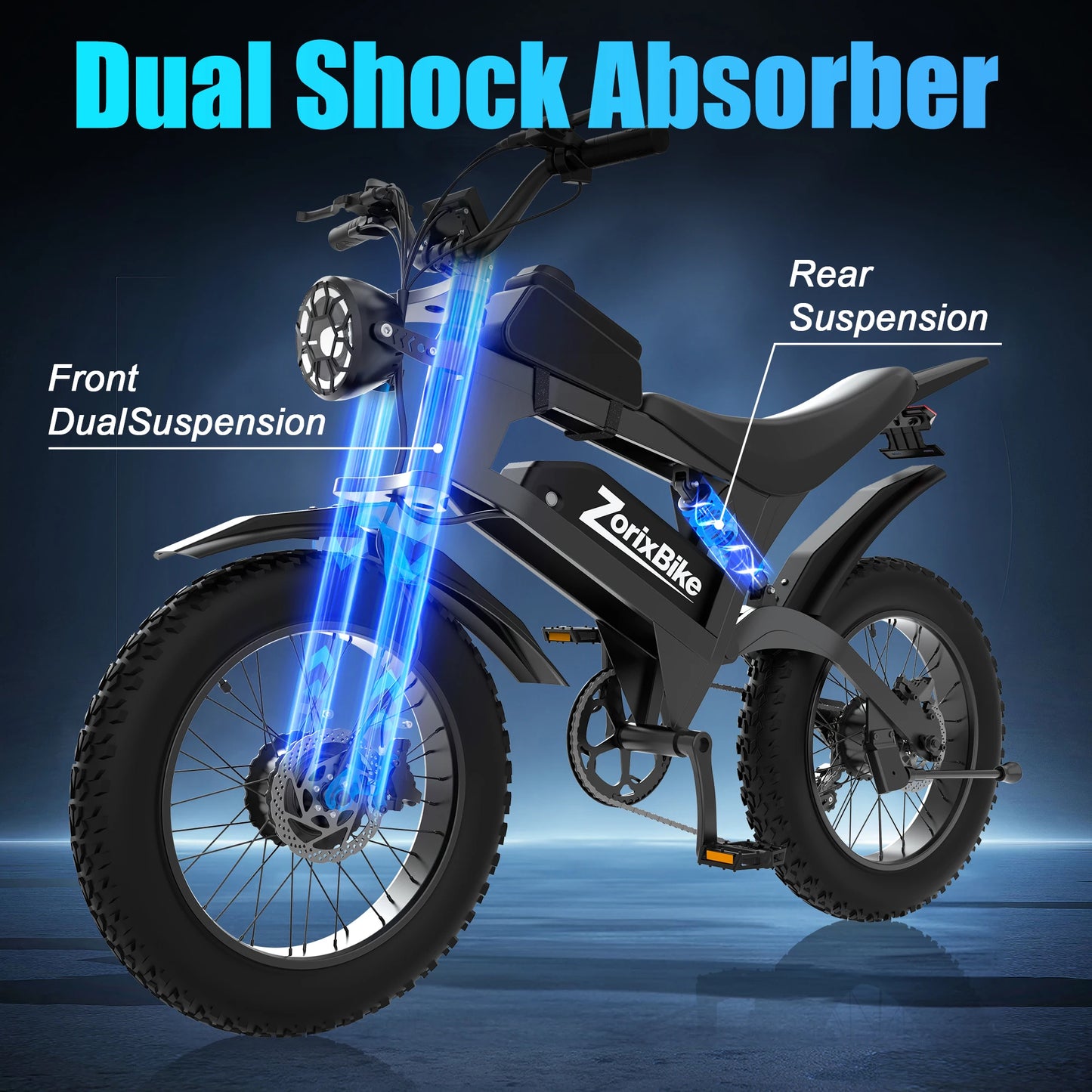 ZorixBike R8 Pro Adult Ebike–3000W Brushless Motor 35MPH 48V 20Ah Lithium-Ion Battery 60–80Mi Range Hydraulic Disc Brakes