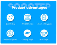800W Powerful Electric Scooter 48V 13Ah Max Speed 45km/h Long Range 10'' Tires Dual Shock Absorbing Folding EScooter for Adults