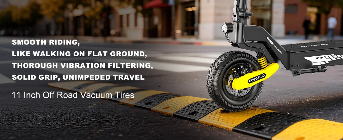 1200W Off Road Electric Scooter for Adults 48V Long Range E-Scooter 30MPH Fast Speed 11" Tubeless Tire Foldable Kick Scooter