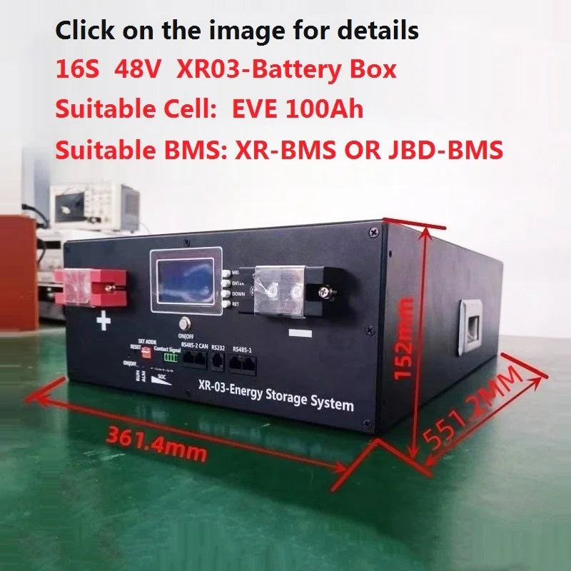 JK Inverter BMS V19 4.3 LCD  XR11-48V280AH 16S 51.2V LiFePO4 Battery Box DIY Kit For EVE CATL 280 310AH Solar Home Energy Storag