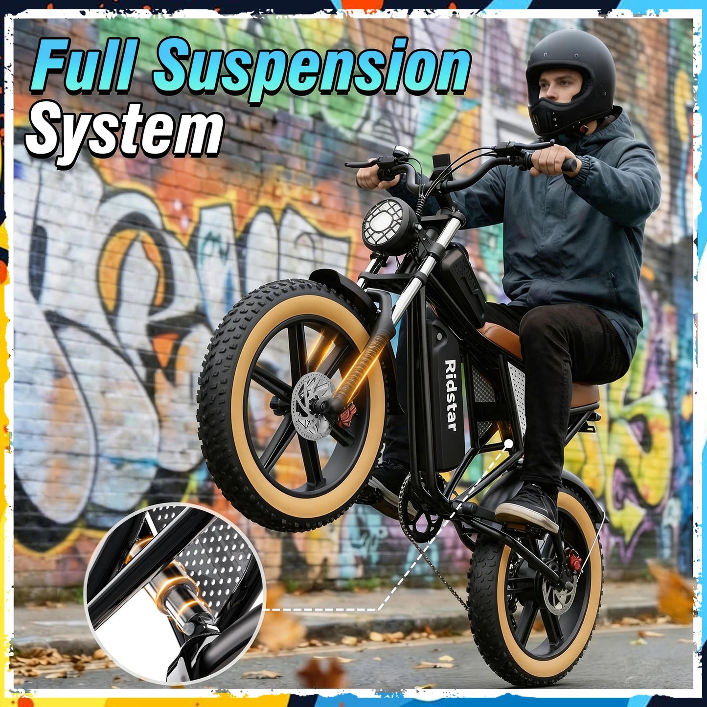RIDSTAR Luxe30-25 Electric Bike for Adults Motor 2000W Max 34MPH Battery 48V 25Ah 20" Electric Dirt Bike Hydraulic 7-Speed