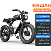 Kickwey K7 Adult Electric Bicycle 1500w 48V23ah Ebike 46km/h Mountain Electric Bike 20" Fat Tire Dirtbike Motorcycle E Bike