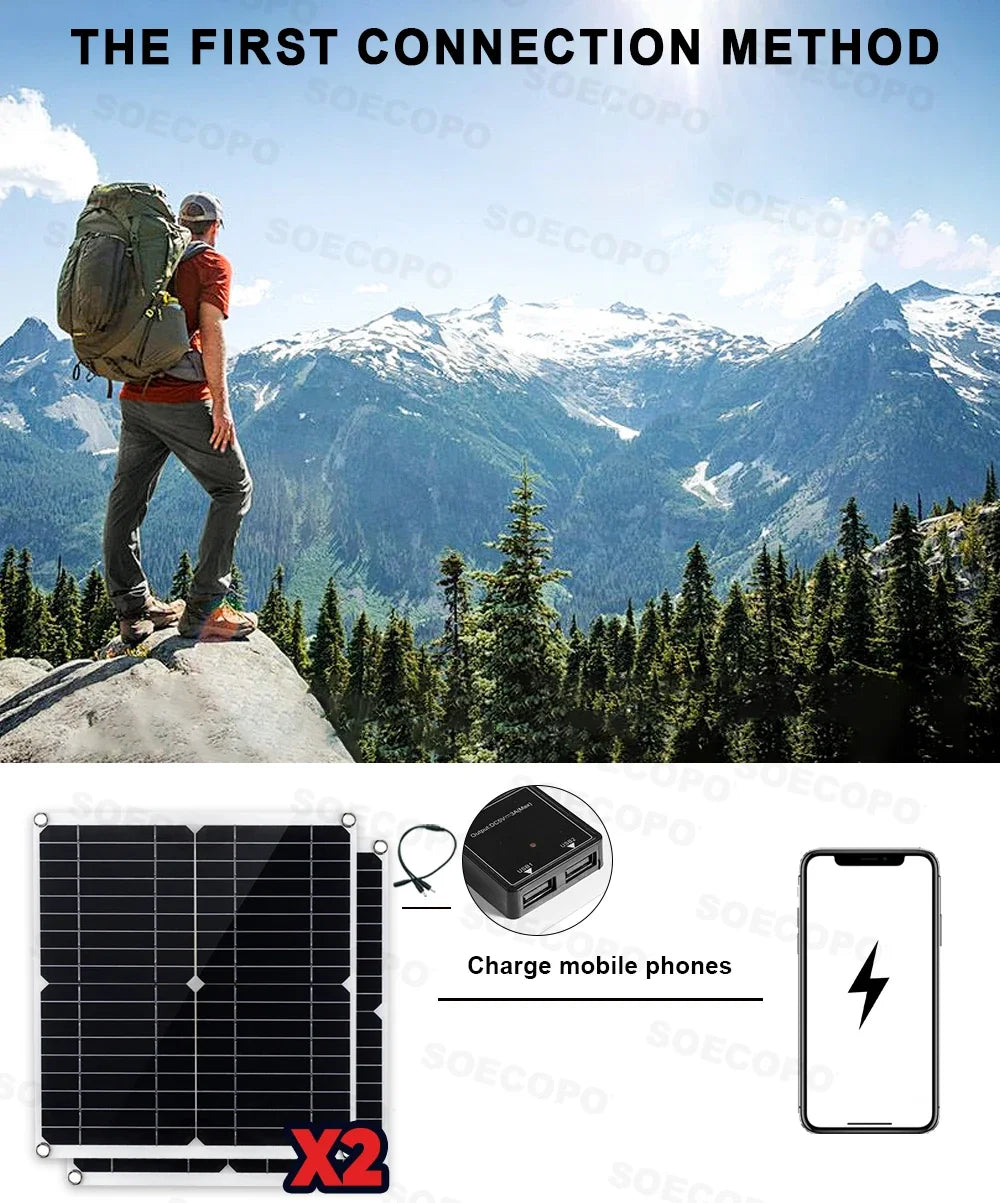 7000W Portable Solar Power Kit 600W High-Efficiency Panel + 100A Controller + 12V to 110V/220V Inverter Ideal for RV Camping