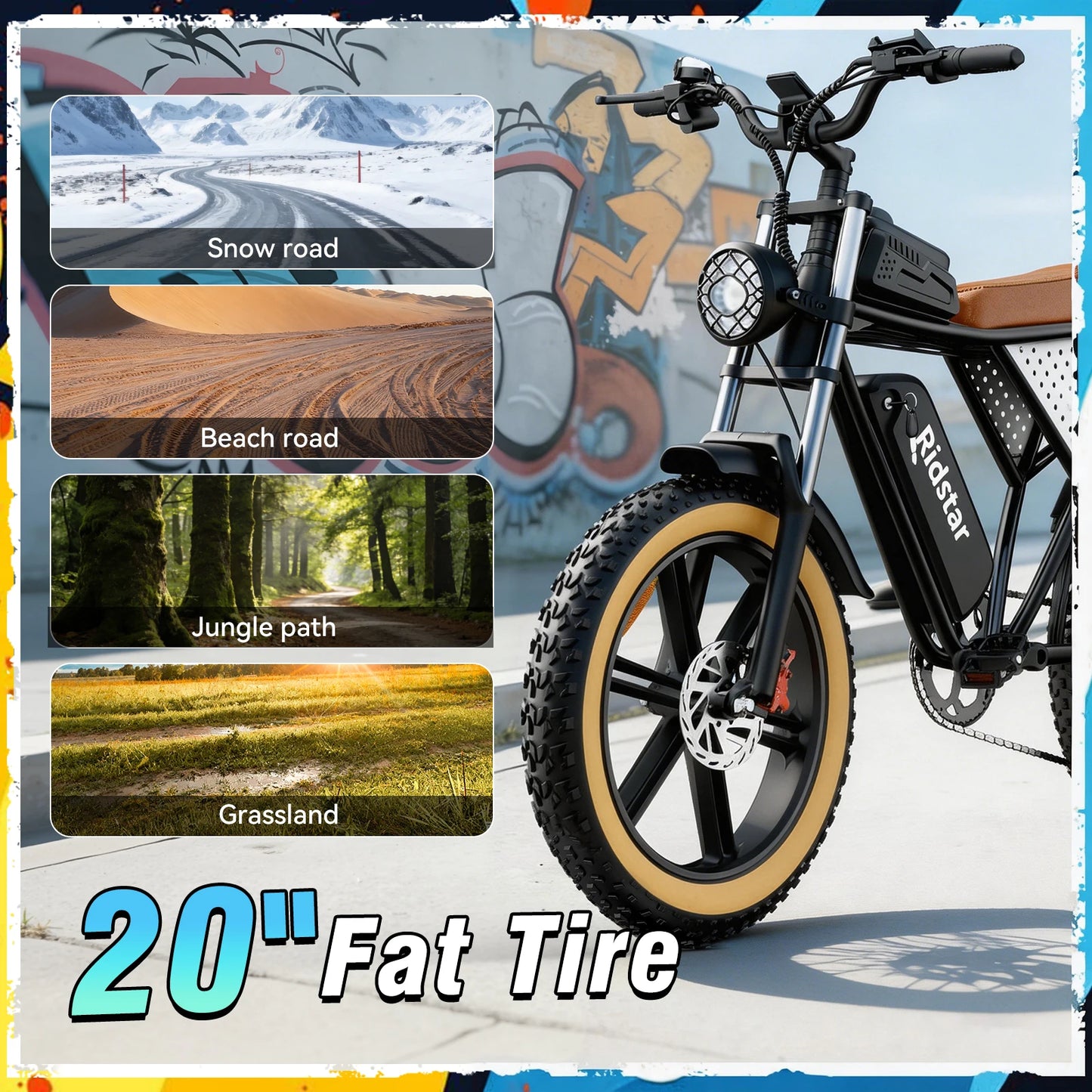 RIDSTAR Luxe30-25 Electric Bike for Adults Motor 2000W Max 34MPH Battery 48V 25Ah 20" Electric Dirt Bike Hydraulic 7-Speed