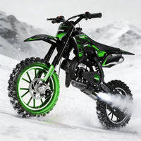 (Maximum load 330lb)Mini 49CC two-stroke gasoline motorcycle, anti-skid tires, front and rear wheel brakes, shock absorbers
