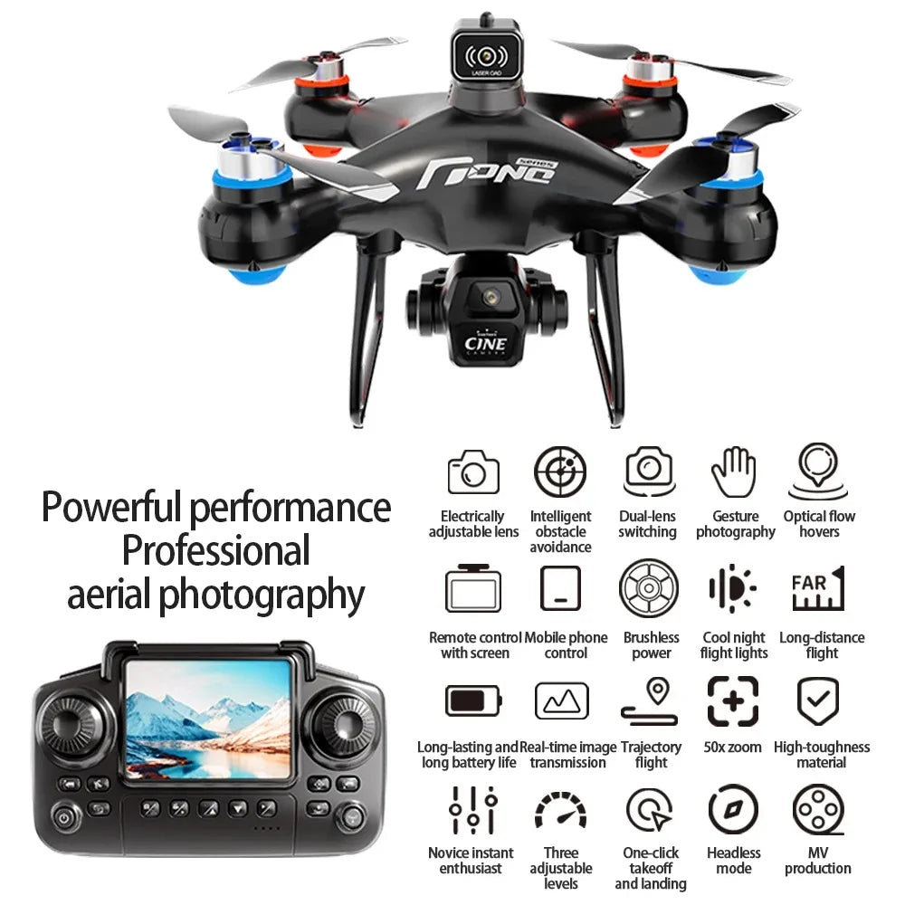 Dual Camera Screen-Controlled Aerial Drone with Cool Night Navigation Lights - Remote Control UAV Toy