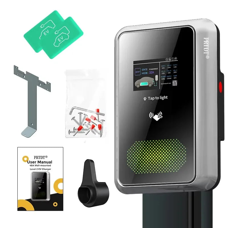 PRTDT OEM ODM Electric Car Solar EV Charger Type 2 AC Wall Box Home EV Charging Station with Display